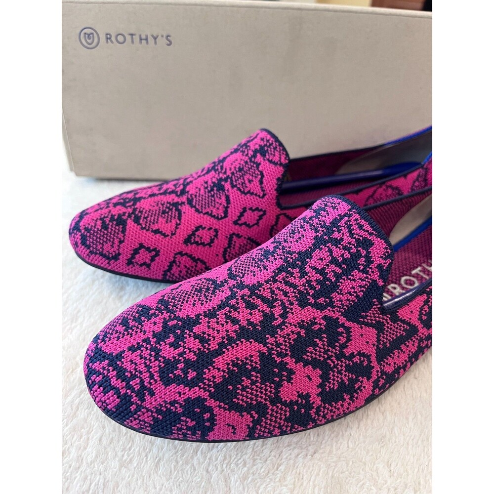 Rothy's Pink and Black Knit Loafers - Picture 2 of 11